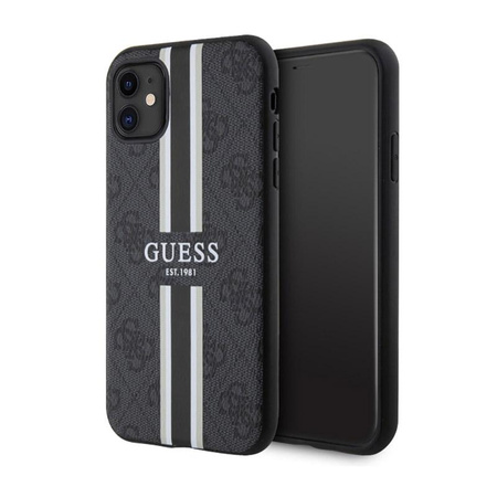 Guess 4G Étui MagSafe à rayures imprimées - iPhone 11 (Noir)