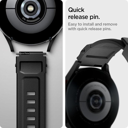 Spigen Rugged Band - Bracelet pour Samsung Galaxy 4 / 4 Classic / 5 / Active 2 / Huawei Watch GT 2 42 mm (Noir)