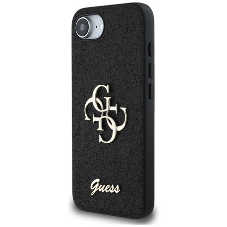 Guess Fixed Glitter Big 4G - pouzdro pro iPhone 16e (černé)