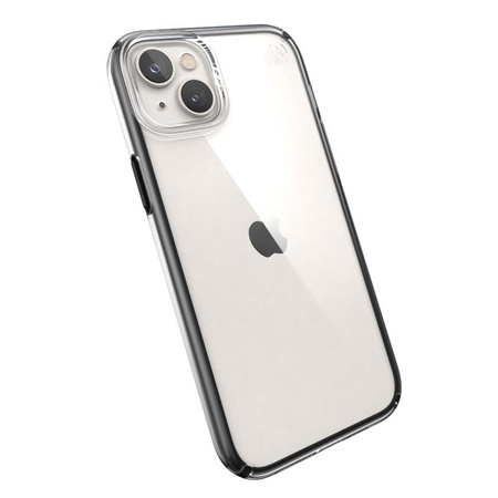 Speck Presidio Perfect-Clear with Impact Geometry - iPhone 14 Plus Case with MICROBAN Coating (Clear / Black)