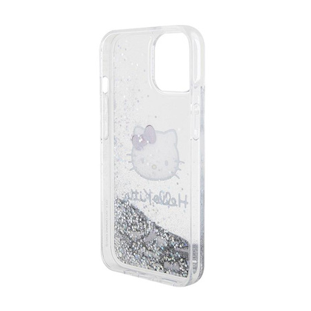 Hello Kitty Liquid Glitter Charms Kitty Head - iPhone 14 Tasche (Silber)