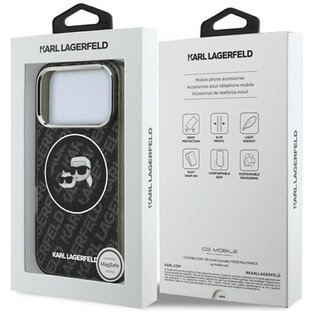 Karl Lagerfeld IML Glitter Karl & Choupette Heads Logo MagSafe - Case for iPhone 17 Pro (black)