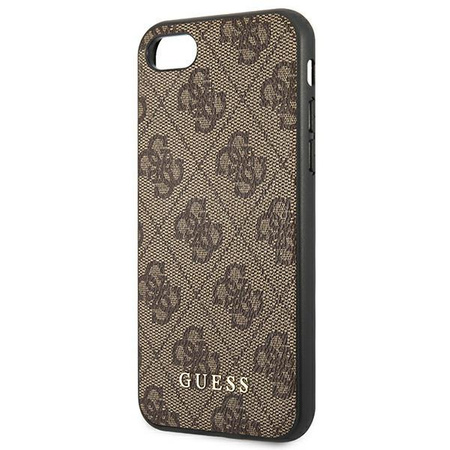 Guess 4G Metal Gold Logo – Etui iPhone SE 2022 / SE 2020 / 8 / 7 (brązowy)