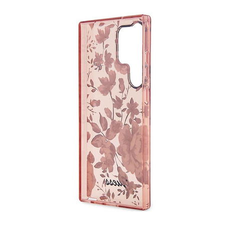 Guess Flower Collection - pouzdro pro Samsung Galaxy S23 Ultra (růžové)