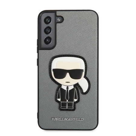Karl Lagerfeld Saffiano Ikonik Patch - Etui Samsung Galaxy S22+ (srebrny)