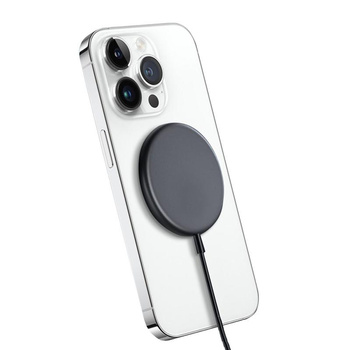 Crong MagSpot vezeték nélküli töltő - MagSafe 15W alumínium induktív töltő (grafit)