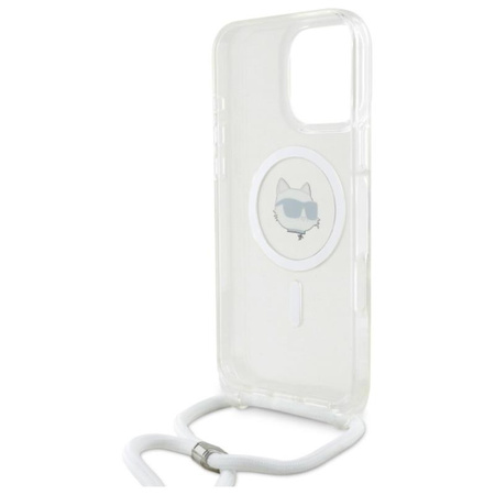Karl Lagerfeld IML Choupette Head & Cord MagSafe - pouzdro pro iPhone 16 Pro (průhledné)
