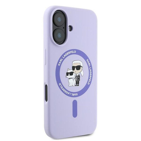 Karl Lagerfeld Silicone Karl & Choupette Ring MagSafe - Coque pour iPhone 16 Plus (violet)