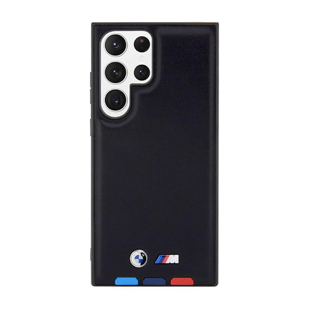 BMW Leder Hot Stamp Tricolor - Samsung Galaxy S23 Ultra Tasche (schwarz)