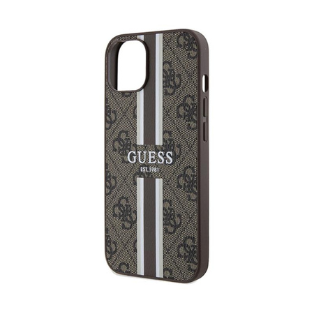 Guess 4G Gedruckte Streifen MagSafe - iPhone 15 Tasche (braun)