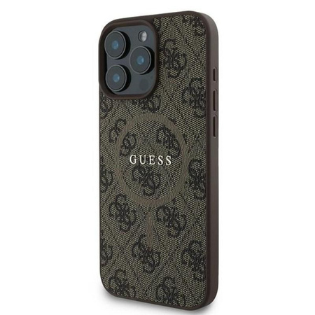 Guess 4G Ring Classic Logo MagSafe - pouzdro pro iPhone 16 Pro (hnědé)