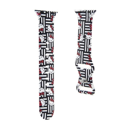 Hello Kitty Silicone Heads & Stripes - Armband für Apple Watch 38/40/41 mm (schwarz)