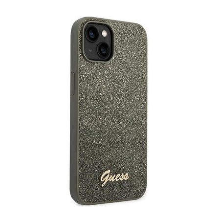 Guess Glitter Flakes Metall Logo Tasche - iPhone 14 Tasche (grün)