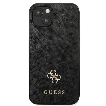 Guess Saffiano 4G kis fém logó - iPhone 13 mini tok (fekete)