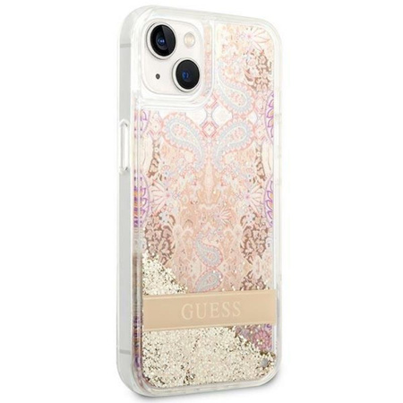 Guess Liquid Glitter Paisley - pouzdro pro iPhone 14 Plus (zlaté)