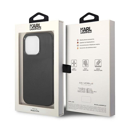 Karl Lagerfeld Leather Perforated Logo Case - iPhone 14 Pro Max Case (black)