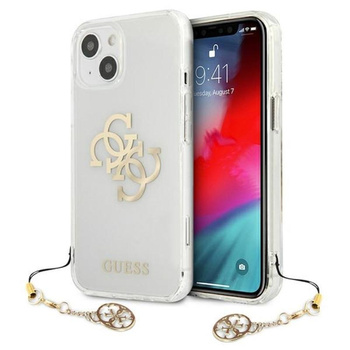 Guess 4G Big Logo Charm Gold- pouzdro pro iPhone 13 mini (zlaté přívěsky)