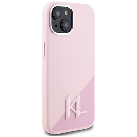 Karl Lagerfeld Silikon Shadow Metal Initial MagSafe - Hülle für iPhone 15 (rosa)