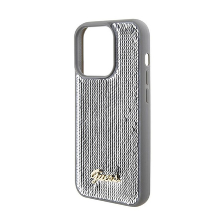 Guess Sequin Script Metal - Coque iPhone 15 Pro Max (argent)