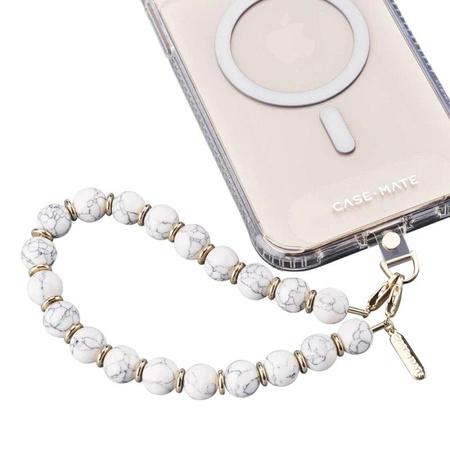 Case-Mate Beaded Phone Wristlet - Lanière de téléphone universelle (marbre blanc)