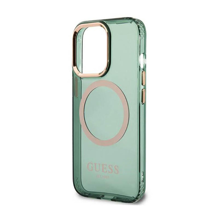 Guess Gold Outline Translucent MagSafe - iPhone 13 Pro Case (green)