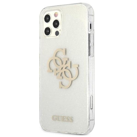 Guess Glitter 4G Big Logo - pouzdro pro iPhone 12 / iPhone 12 Pro (průhledné)