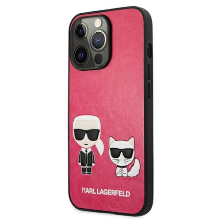 Karl Lagerfeld PU Leather Karl & Choupette Embossed - iPhone 13 Pro Case (fuchsia)