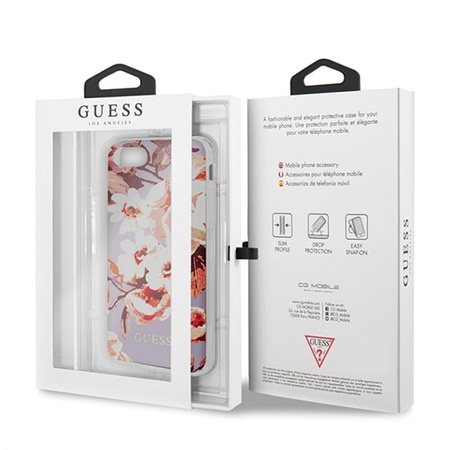 Guess Flower Shiny Collection N2 - Tasche iPhone SE 2020 / 8 / 7 (Flieder)