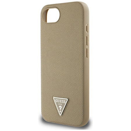 Guess Triangle Grainé MagSafe - étui pour iPhone 16e (marron)