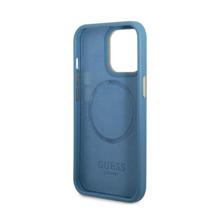 Guess 4G Logo Plate MagSafe - Etui iPhone 13 Pro (niebieski)