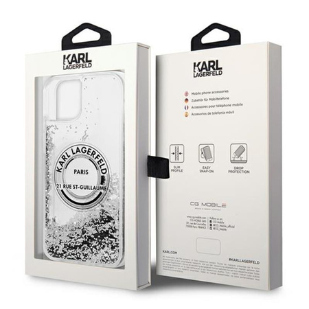 Karl Lagerfeld Liquid Glitter Round RSG Logo Case - iPhone 14 Plus Case (silver)