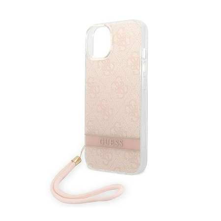 Guess 4G Print Cord - pouzdro se šňůrkou na iPhone 14 (růžové)