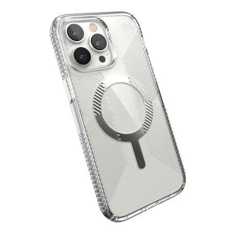 Speck Presidio Perfect-Clear mit Griffen + MagSafe - iPhone 14 Pro Max Hülle mit MICROBAN-Beschichtung (Klar)