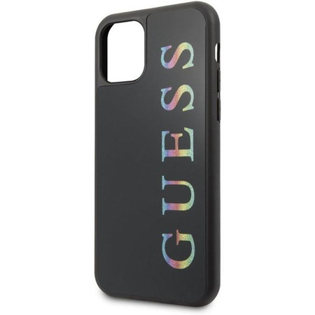 Guess Double Layer Glitter Case Logo Multicolor - Coque pour iPhone 11 (Noir/Multicolore)