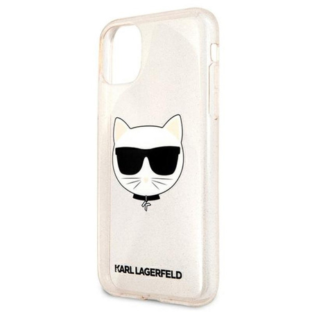 Karl Lagerfeld Choupette Head Glitter - pouzdro pro iPhone 11 (zlaté)