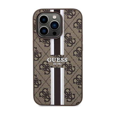 Guess 4G Printed Stripes MagSafe - iPhone 14 Pro Max Case (Brown)
