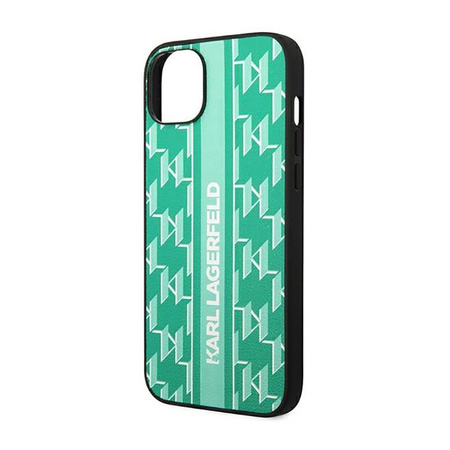 Karl Lagerfeld Monogram Stripe - Coque pour iPhone 14 Plus (vert)