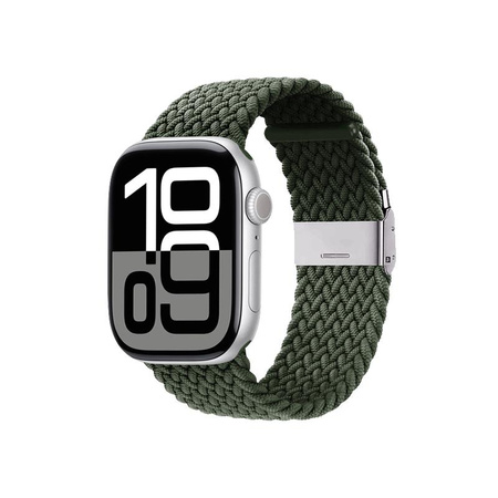Crong Wave Band - Fonott szíj Apple Watch 44/45/46/49 mm-es órához (zöld)