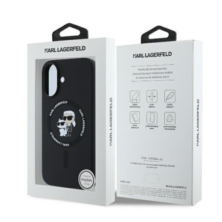 Karl Lagerfeld Silicone Karl & Choupette Ring MagSafe - Coque pour iPhone 16 Plus (noir)