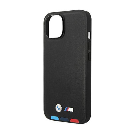 BMW Leder Hot Stamp Tricolor MagSafe - iPhone 14 Plus Tasche (Schwarz)