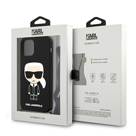 Karl Lagerfeld Fullbody Silicone Iconic Cord - Coque iPhone 12 Pro Max (Noir)