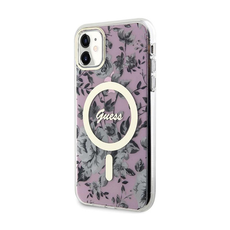 Guess Flower MagSafe - iPhone 11 tok (rózsaszín)