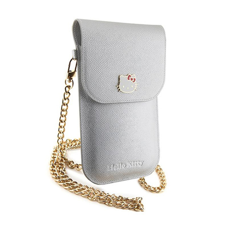 Hello Kitty Leather Metal Logo Chain - Crossbody bag for phone (silver)