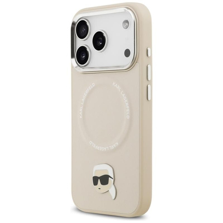 ETUI DO IPHONE 17 PRO do MAGSAFE KARL LAGERFELD ORYGINALNE BEŻOWE SKÓRZANE