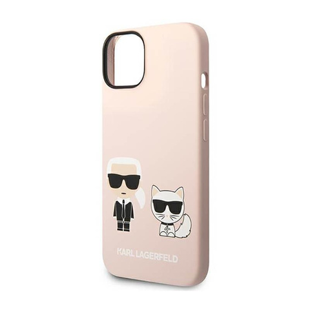 Karl Lagerfeld Flüssigsilikon Karl & Choupette MagSafe - iPhone 14 Hülle (rosa)