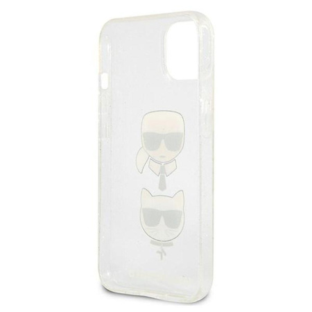 Karl Lagerfeld Glitter Karl & Choupette Head - Case for iPhone 13 mini (Silver)