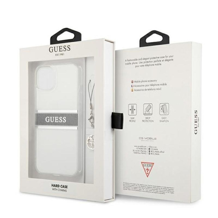 Guess 4G Stripe Grey Charm - Etui iPhone 13 (przezroczysty)