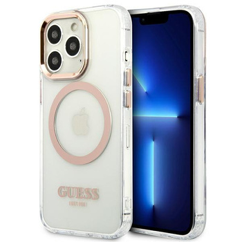 Guess Metal Outline Magsafe - iPhone 13 Pro Max Tasche (Transparent / Gold)