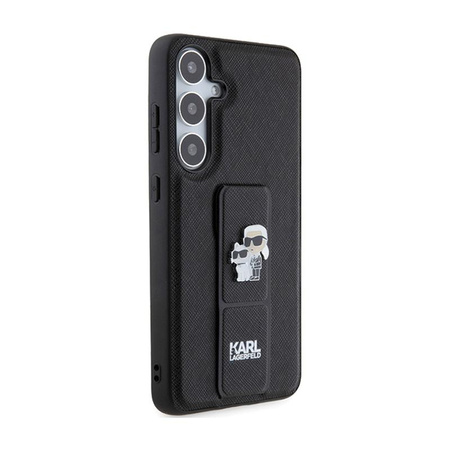 Karl Lagerfeld Gripstand Saffiano Karl & Choupette Pins - Etui Samsung Galaxy S24 (czarny)