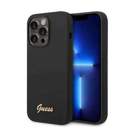 Guess Silicone Vintage - Coque iPhone 14 Pro Max (noir)